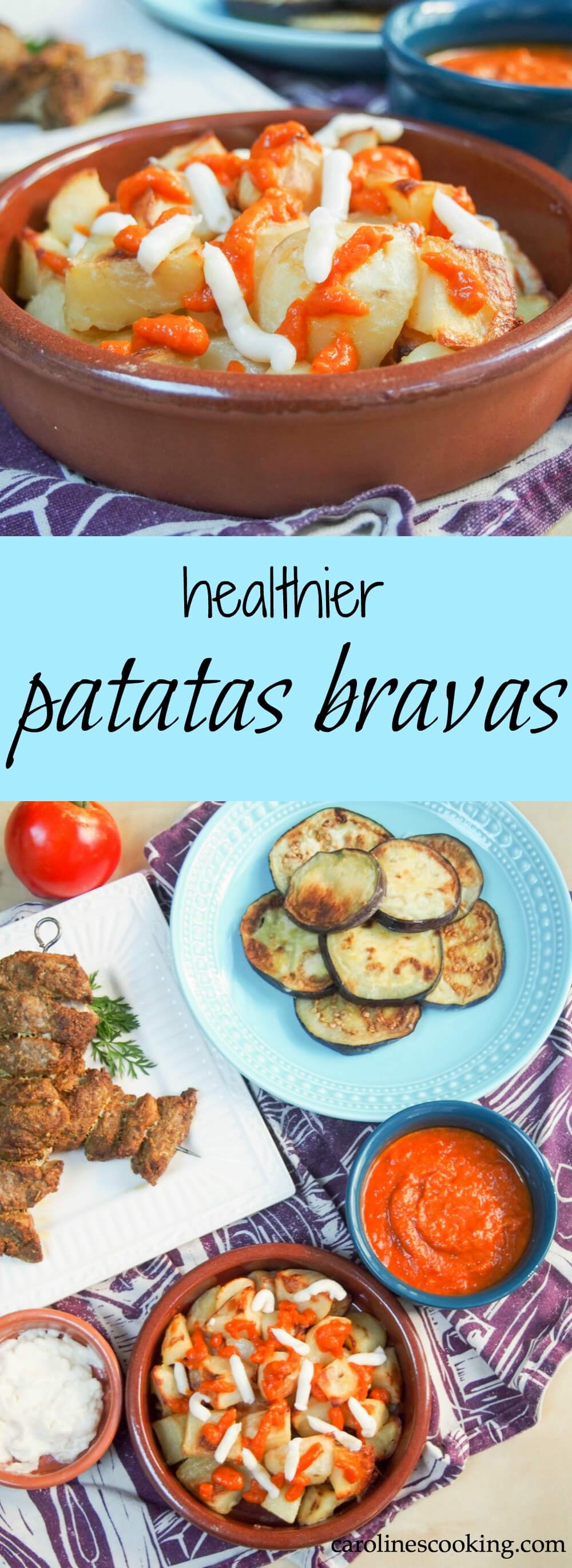These healthier patatas bravas are roasted rather than fried, and with an easy spicy sauce, they make the classic Spanish potato tapas easy to enjoy.
