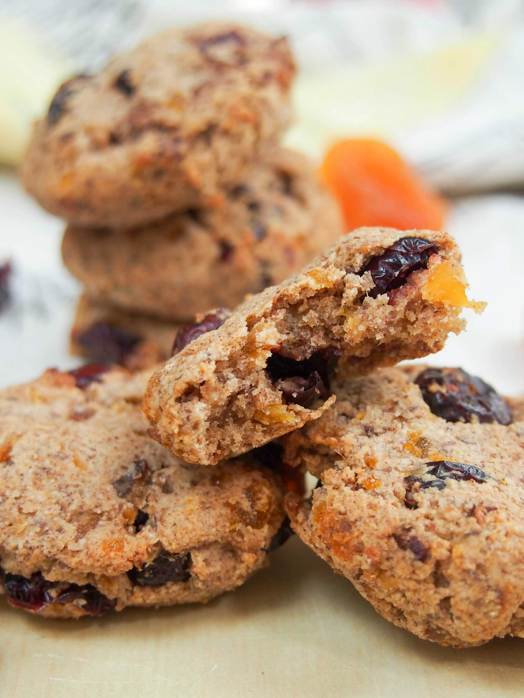 Healthy cranberry apricot cookies