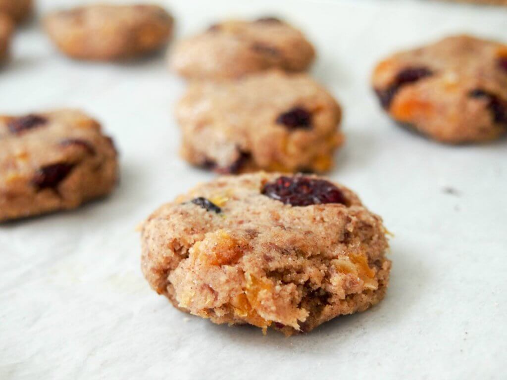 making healthy cranberry apricot cookies