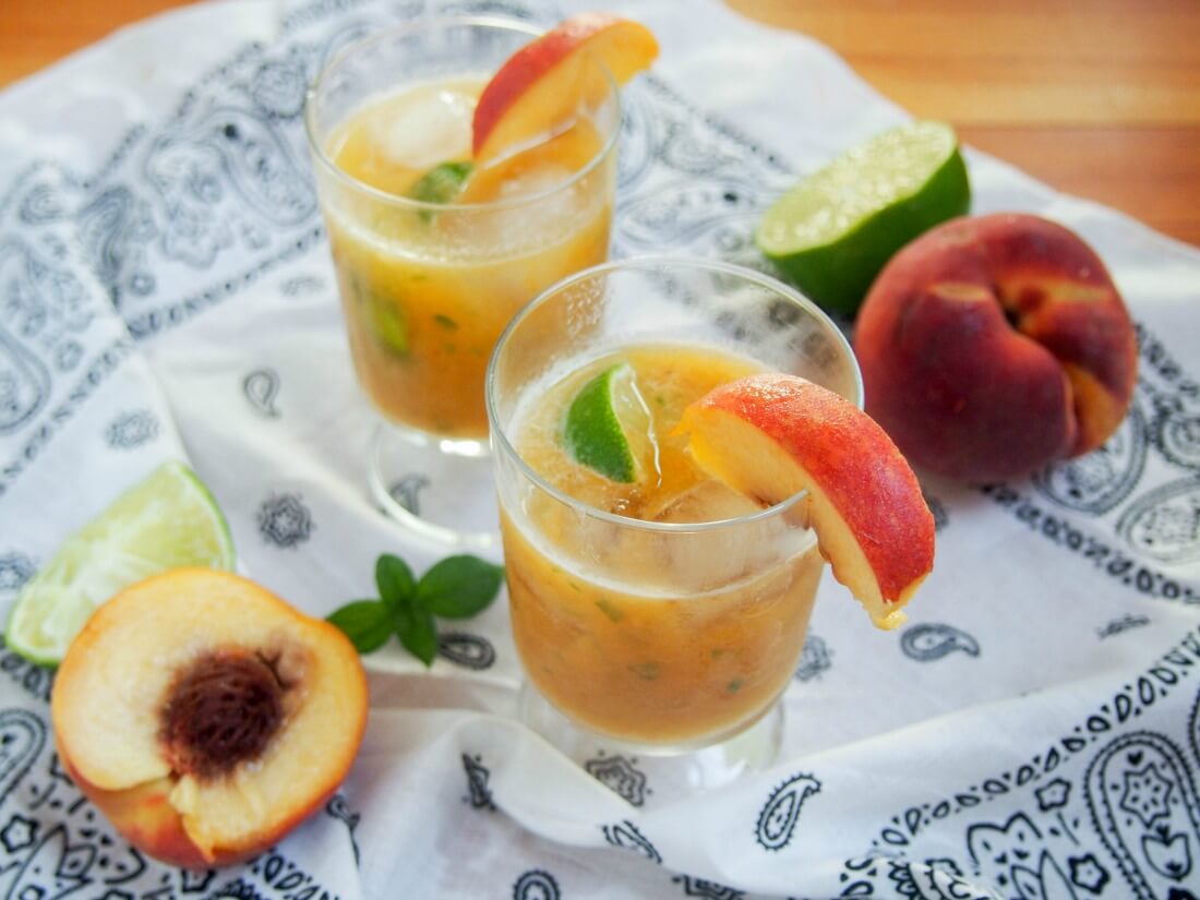 This basil peach margarita is deliciously fresh and fruity, easy to make and all too easy to enjoy. Perfect for taco Tuesday, parties or just because.