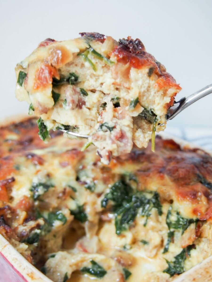 Breakfast strata with bacon and date