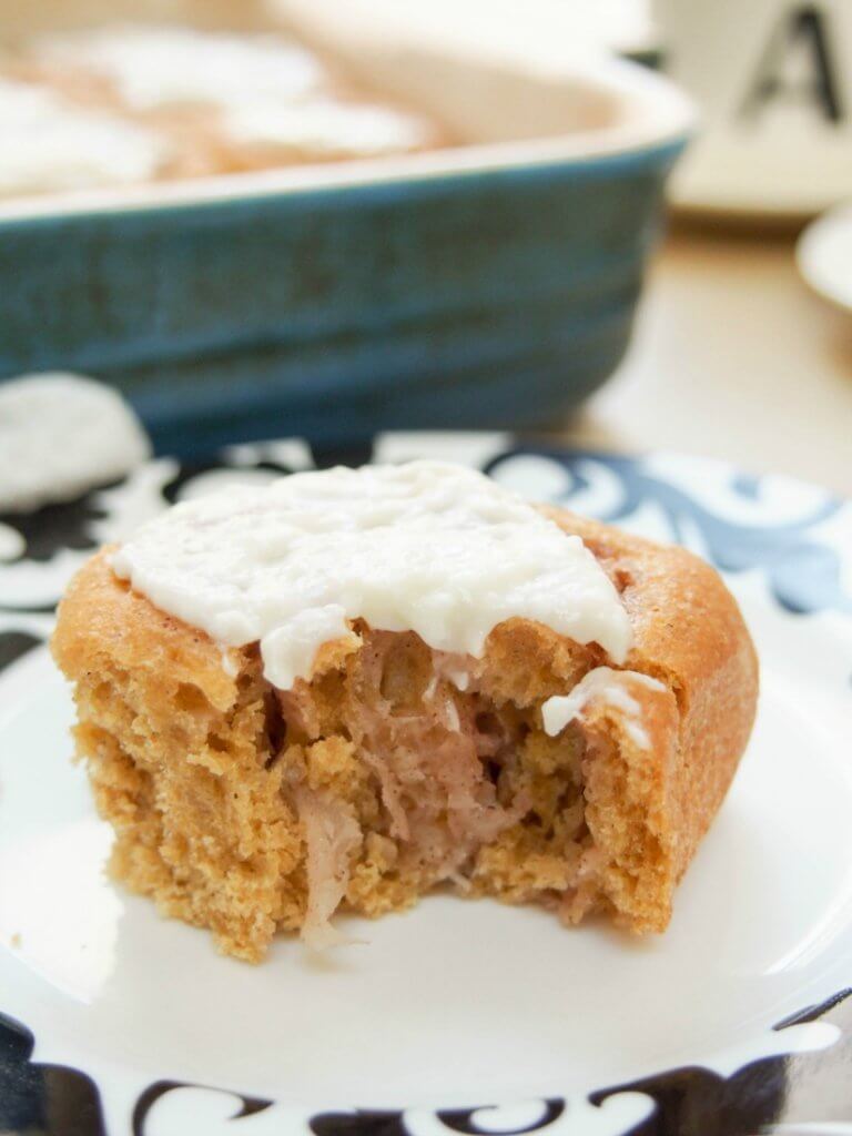 Pumpkin cinnamon rolls with maple-apple filling - a healthier and very fall-inspired version of the classic treat with wholewheat flour and no refined sugar, but so delicious!