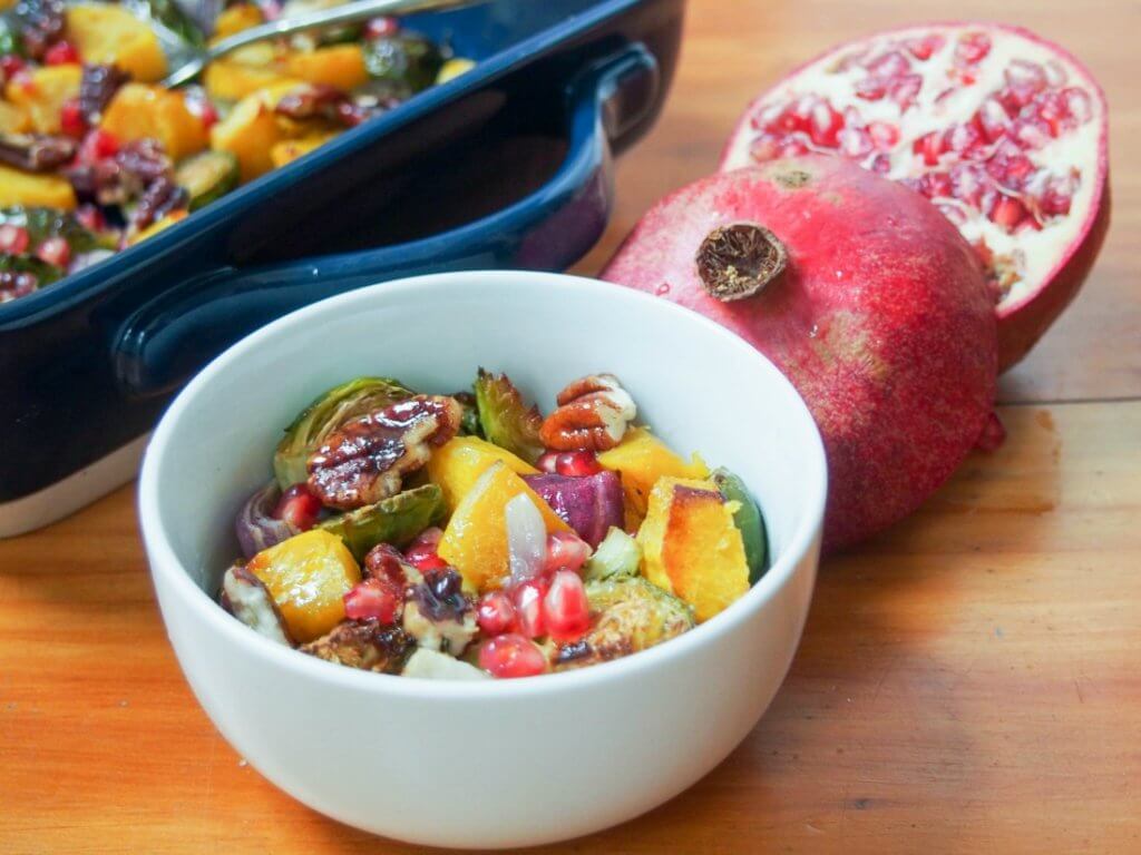 acorn squash and Brussel sprout side dish