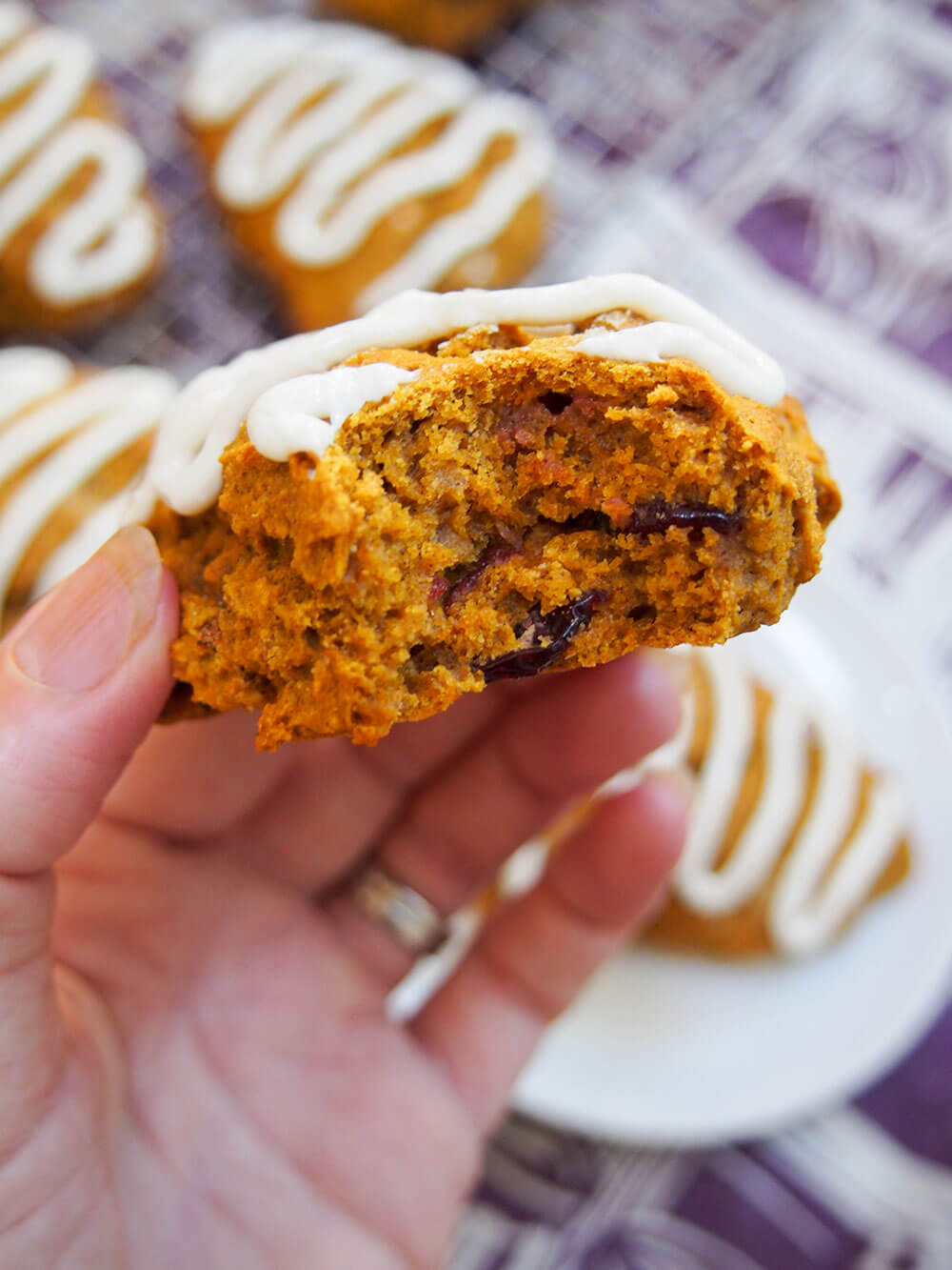 healthy pumpkin scones with a bite from one scone