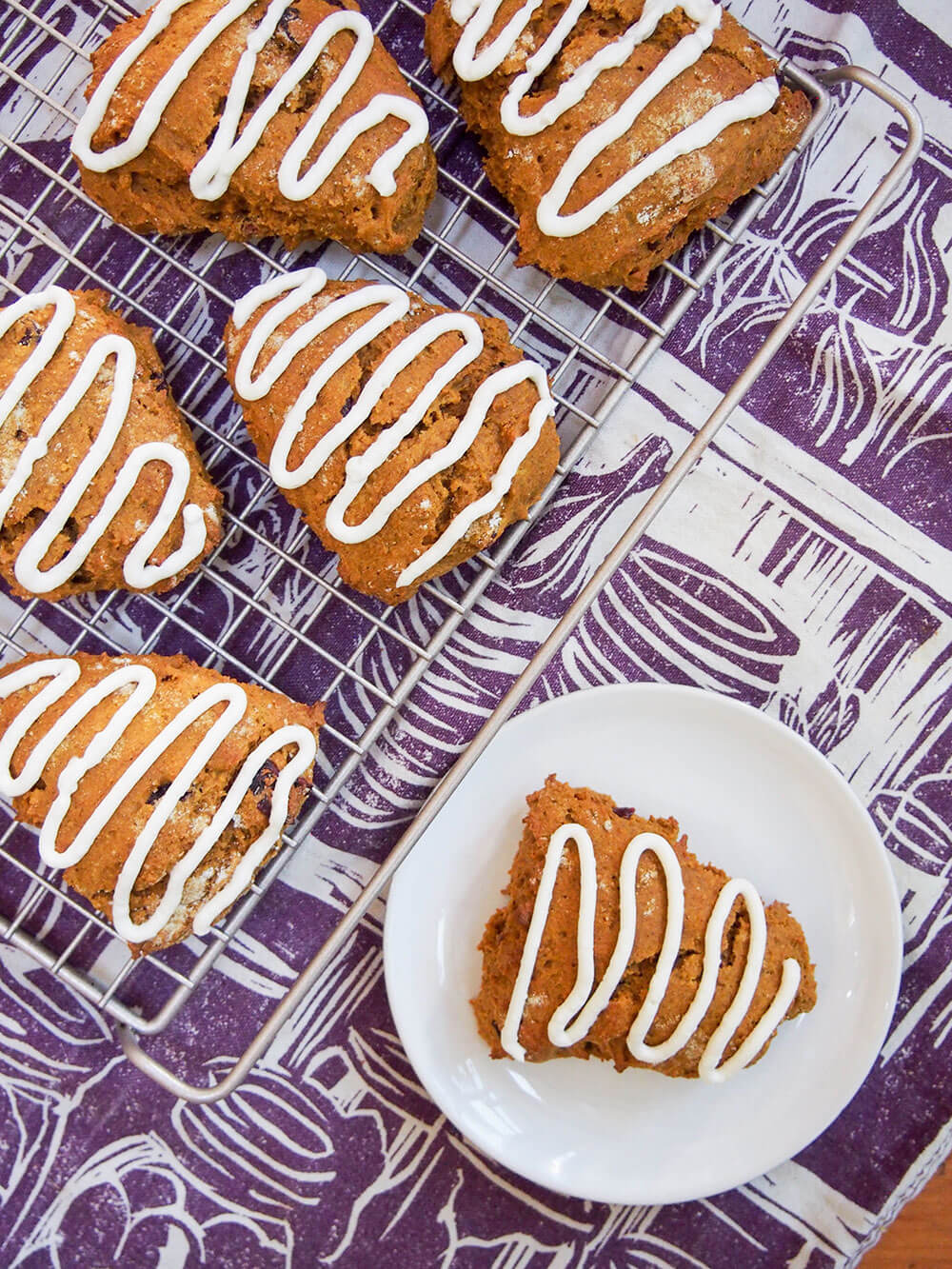 Healthy pumpkin scones overhead view