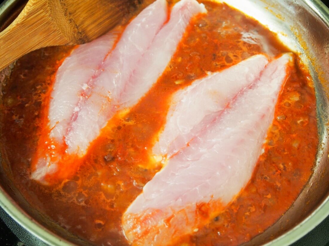 making fish ragu pasta