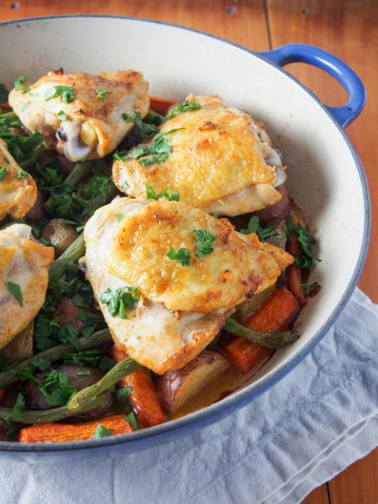 One pot lemon garlic chicken with vegetables