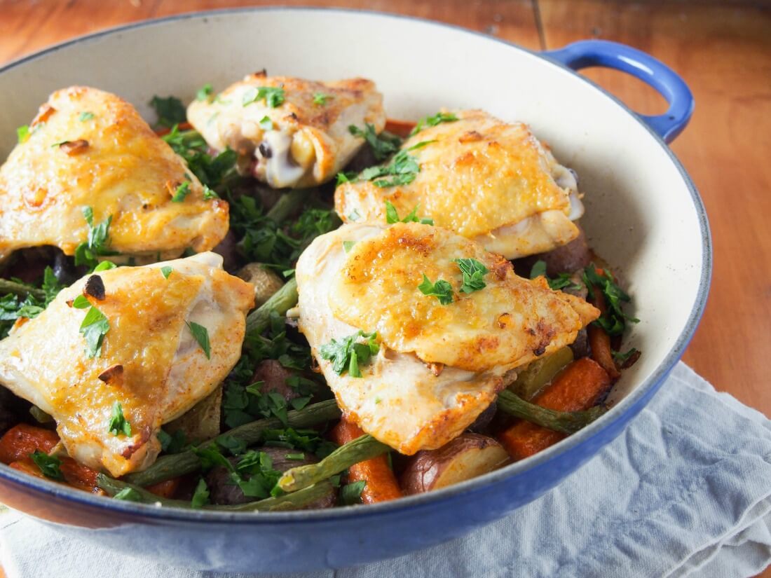 One pot lemon garlic chicken with vegetables