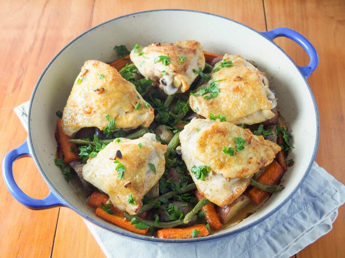 One pot lemon garlic chicken with vegetables