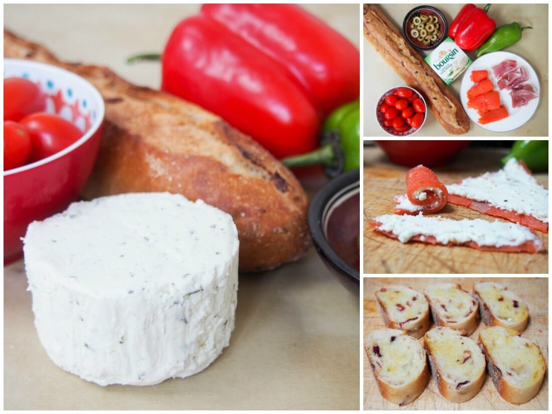 making smoked salmon pinwheels & prosciutto crostini