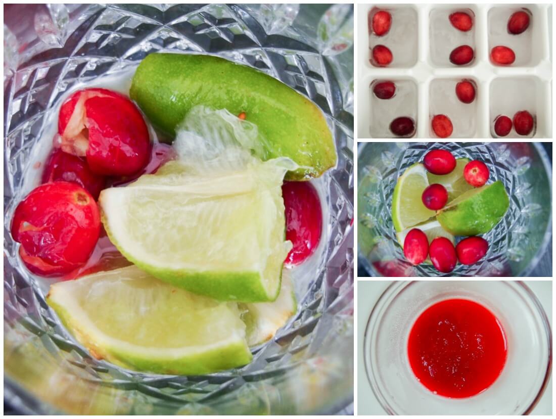making cranberry caipirinha
