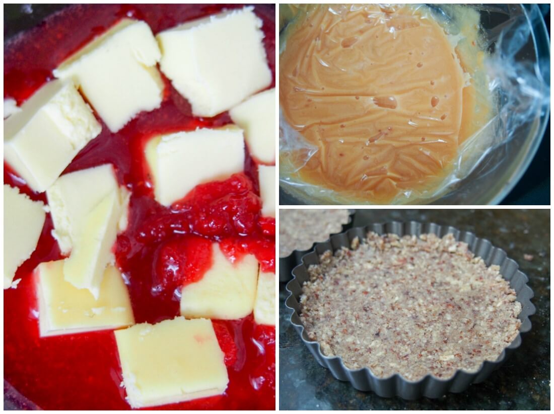 making cranberry lemon curd tart