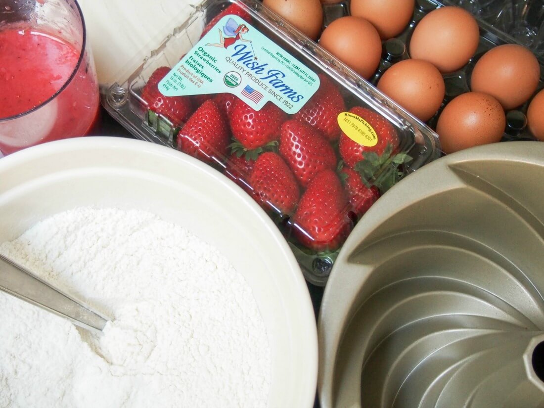 making strawberry bundt cake
