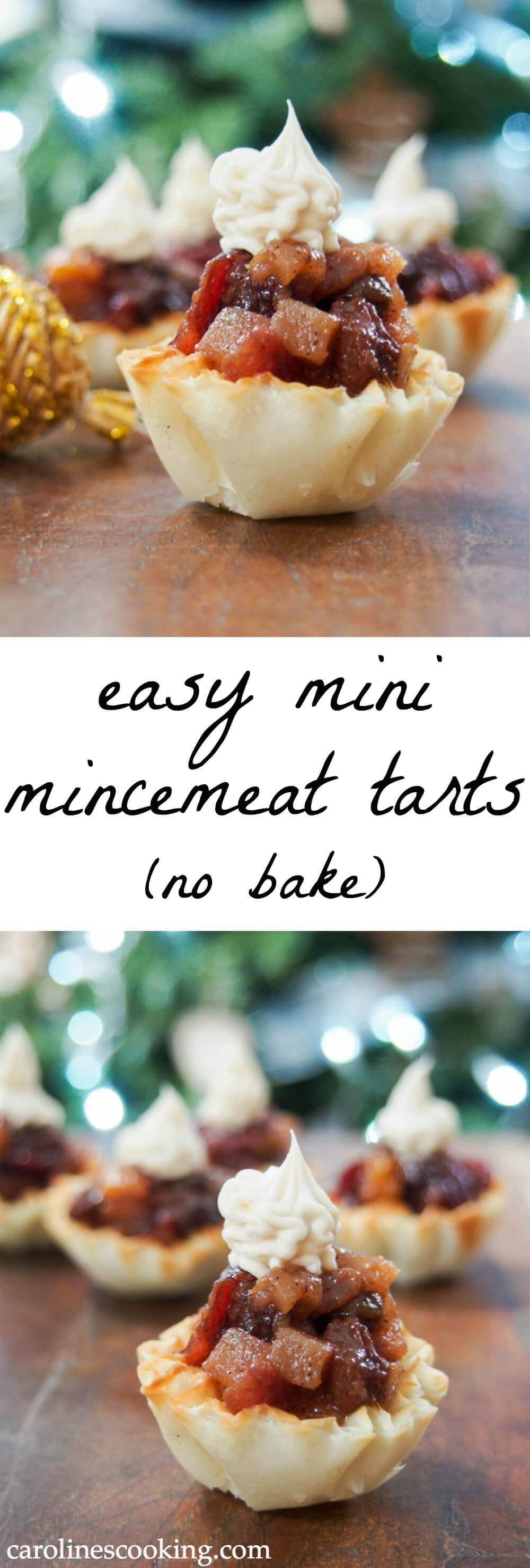 These mini mincemeat tarts are a super easy Christmas treat. Delicious, spiced fruit in crisp pastry with a creamy topping. Perfect Holiday entertaining finger food.