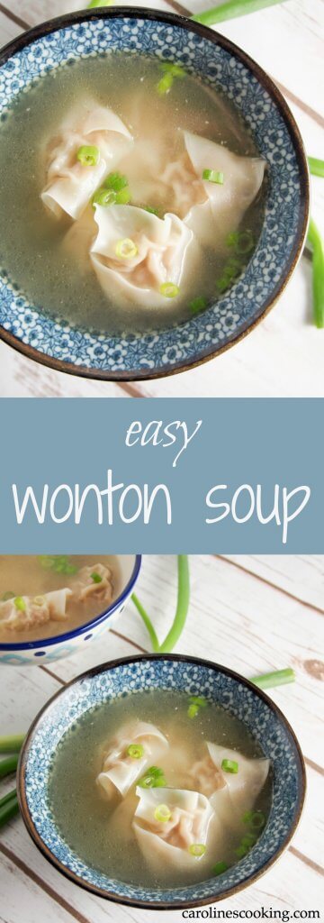 Wonton soup really is so much better when you make it yourself and this recipe is so easy. Plus make extra wonton to freeze for next time. Such comfort food! Great for lunch, helping you feel better when you have a cold or as an appetizer.