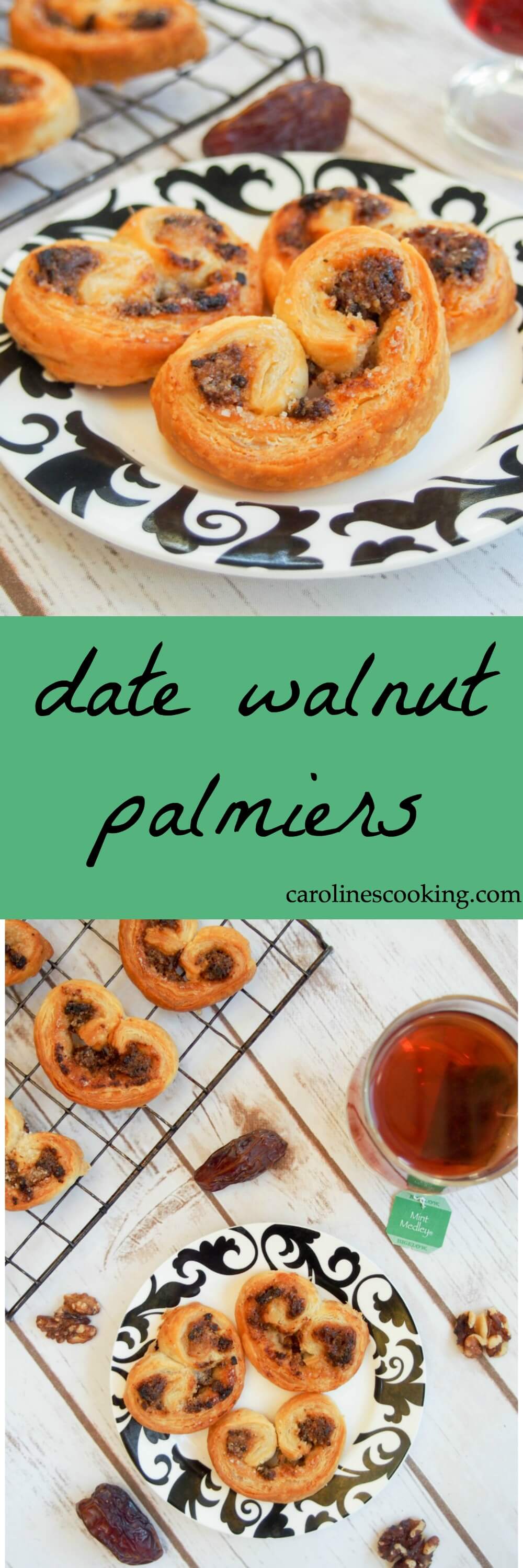 These date walnut palmiers have only 4 ingredients and take no time to make. Low on sugar but full of delicious flavor. A perfect tea-time snack. Plus video tutorial! AD #TeaProudly 