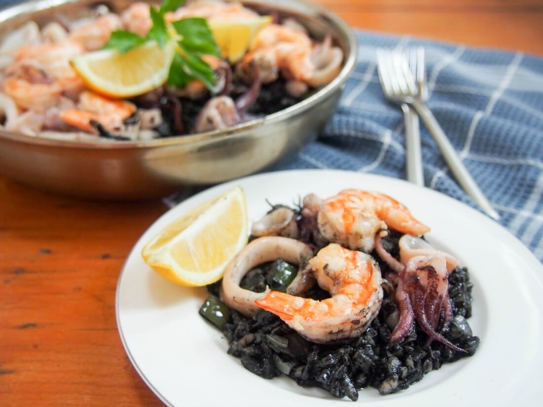 arroz negro - Spanish black rice paella