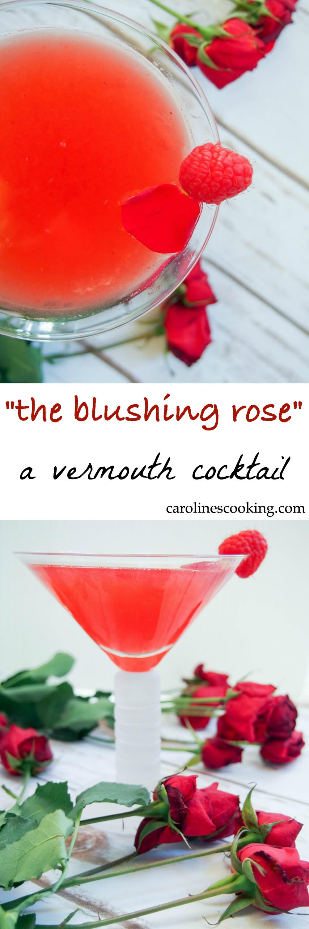 This vermouth cocktail, the blushing rose, might seem a little unusual, but it's a deliciously fragrant and flavorful drink. And perfectly pink!