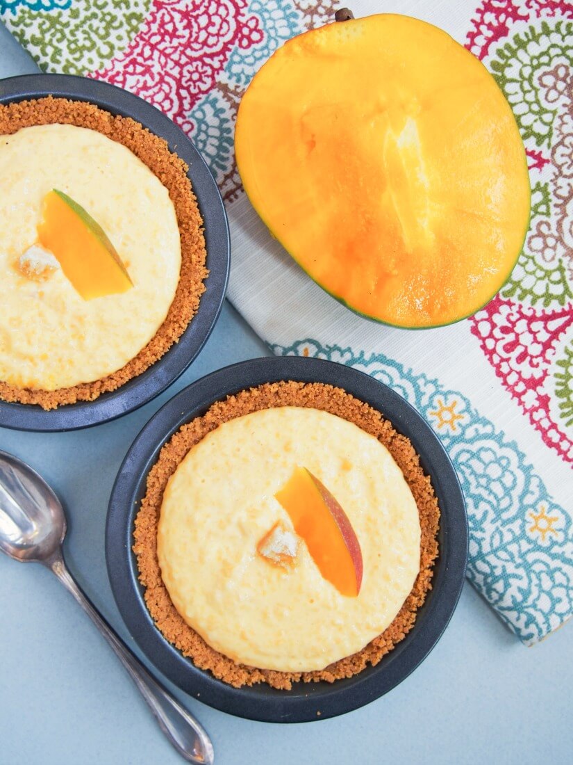 individual no bake mango pie This individual no bake mango pie is a super easy dessert that comes together in no time. With hardly any ingredients, it's tasty & that bit healthier too.