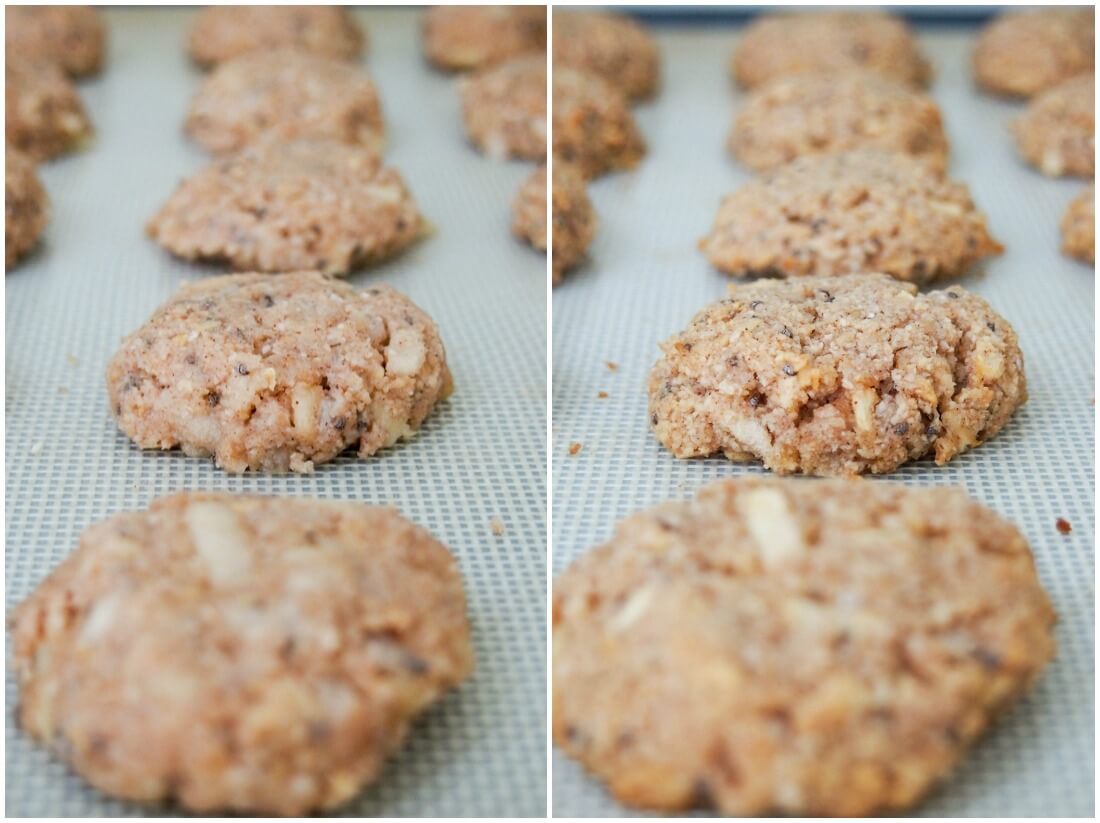 before and after baking apple oatmeal cookies