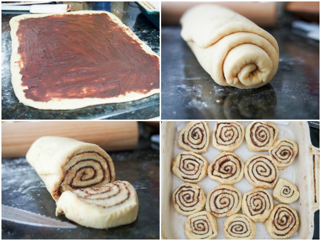 making chocolate orange cinnamon rolls