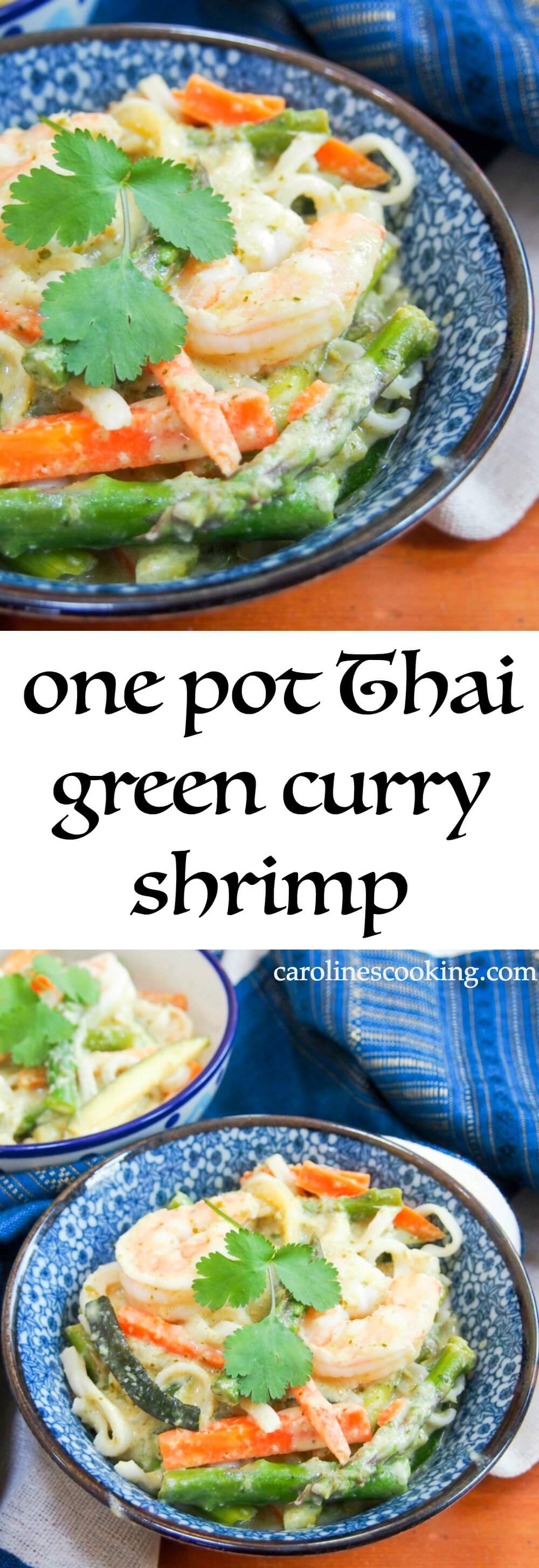 Thai green curry shrimp is such a classic, tasty meal that's easier to make with homemade sauce than you might think. Plus you can make you meal in one pan. 