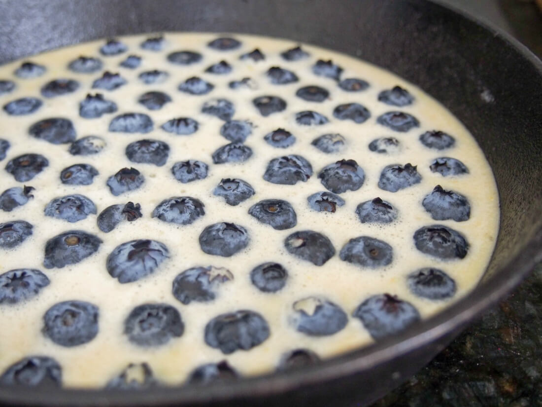 making blueberry clafoutis