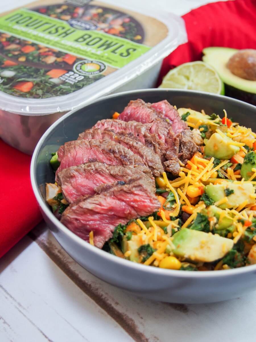 Southwest steak bowl with Mann's Nourish Bowls