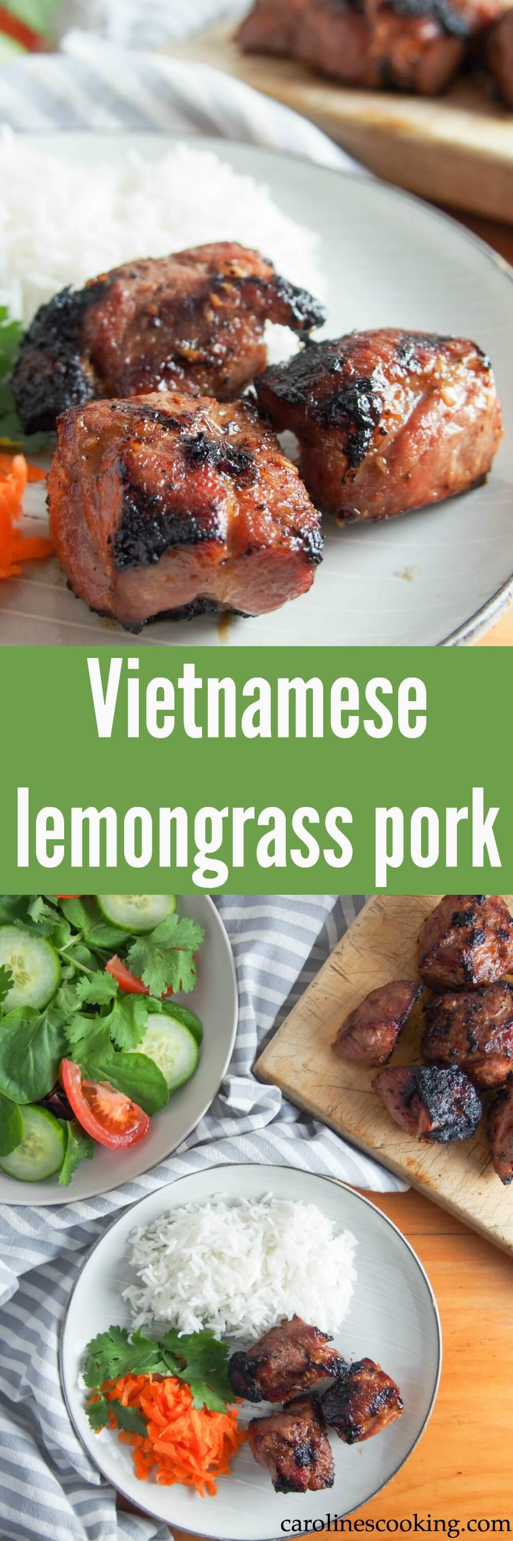 An easy marinade gives this Vietnamese lemongrass pork tons of flavor. A quick cook up on the grill and you have one delicious, flavorful main. 