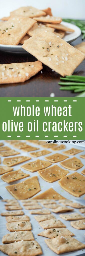 These whole wheat olive oil crackers are easy to make with a wonderful flavor and crisp texture. Perfect for snacking, dipping or top with cheese. vegan AD