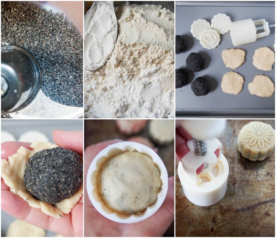 stages making Chinese mooncakes snow skin mooncakes