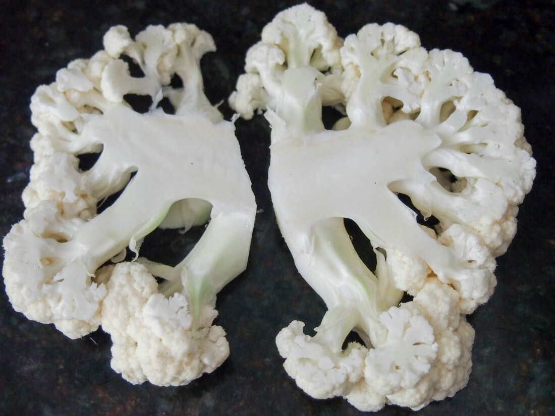 cauliflower slices for Roasted cauliflower steaks with salsa verde