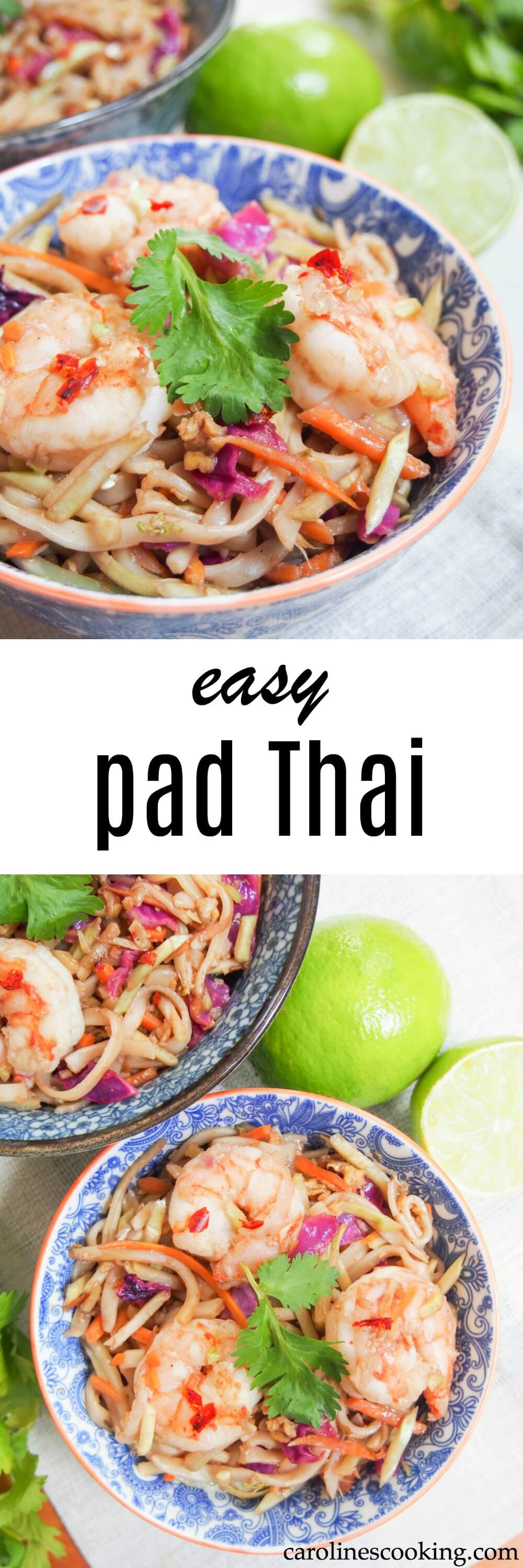 easy pad Thai recipe When I say this is an easy pad Thai recipe, I'm really not kidding, it takes mere minutes to make, but is full of delicious flavors, and lots of healthy vegetables. Quicker, and better, than take out. AD