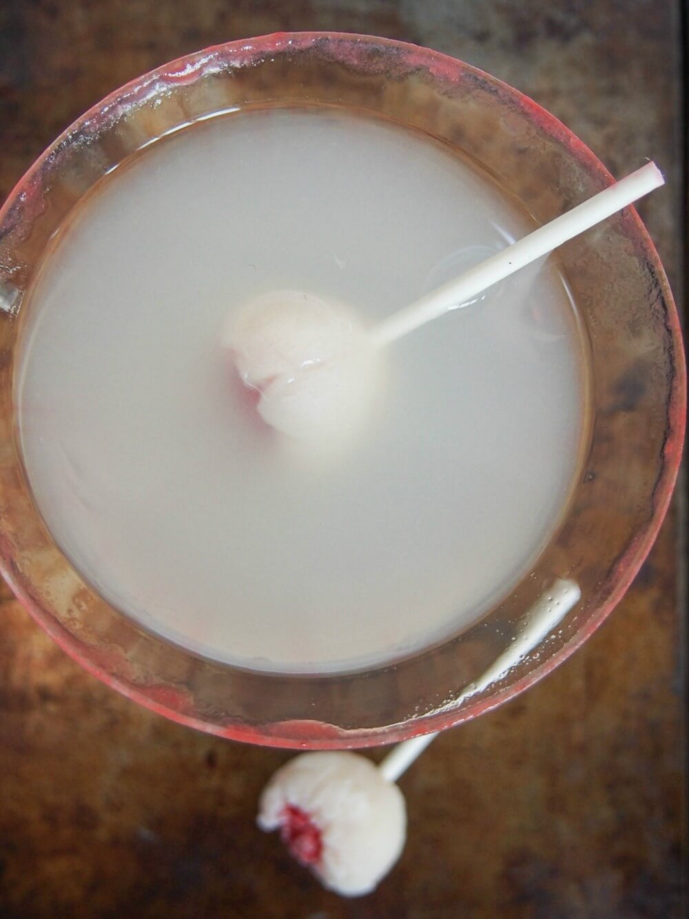 lychee martini from overhead