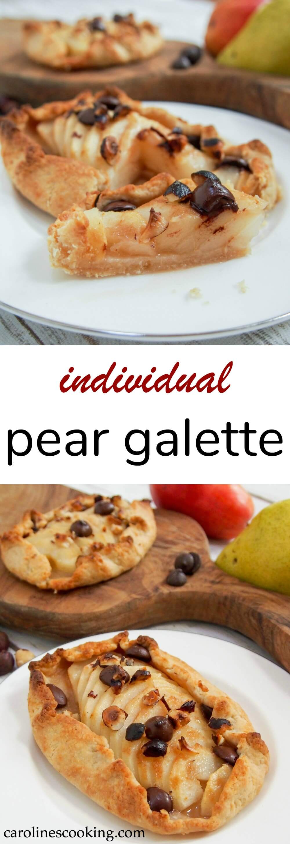 This individual pear galette is easy to make and a delicious combination of sweet pear and lightly crisp pastry. It's a dessert that's as good as it looks. #pear #galette #tart