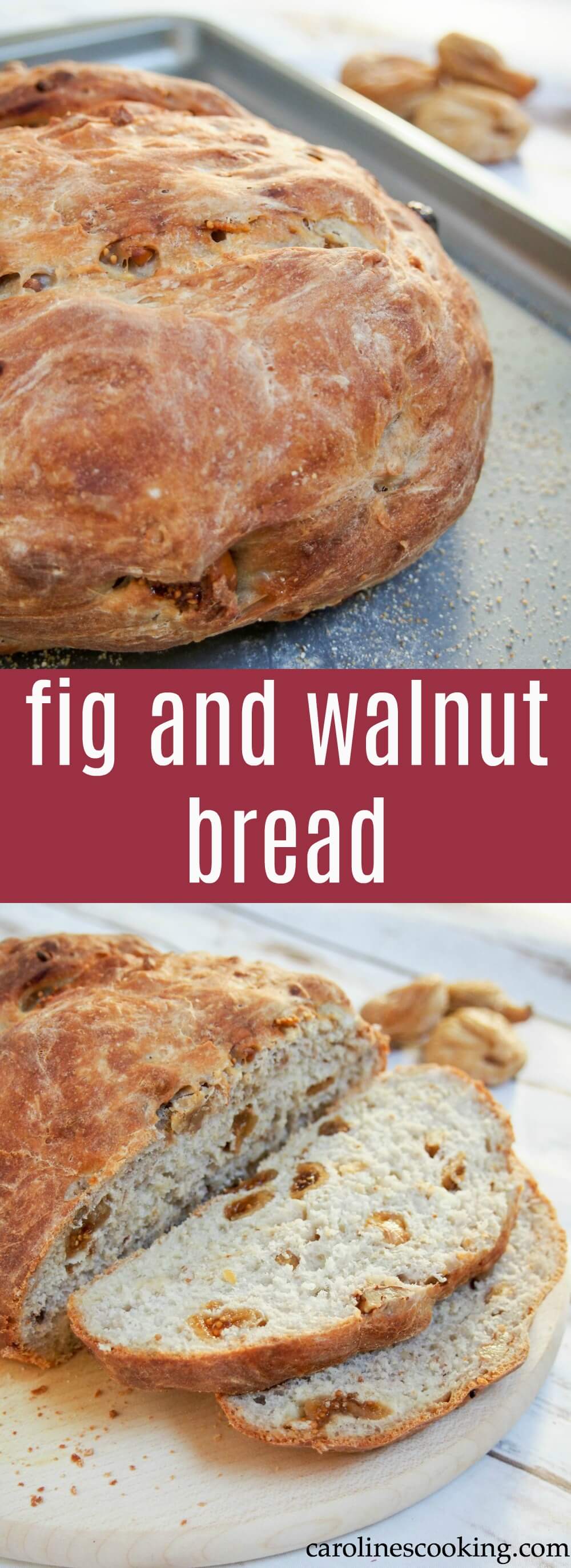 This fig and walnut bread is a tasty white loaf with a twist. It's easy to make and the fruity and nutty bites make it into a slightly special everyday bread. #bread #homemadebread