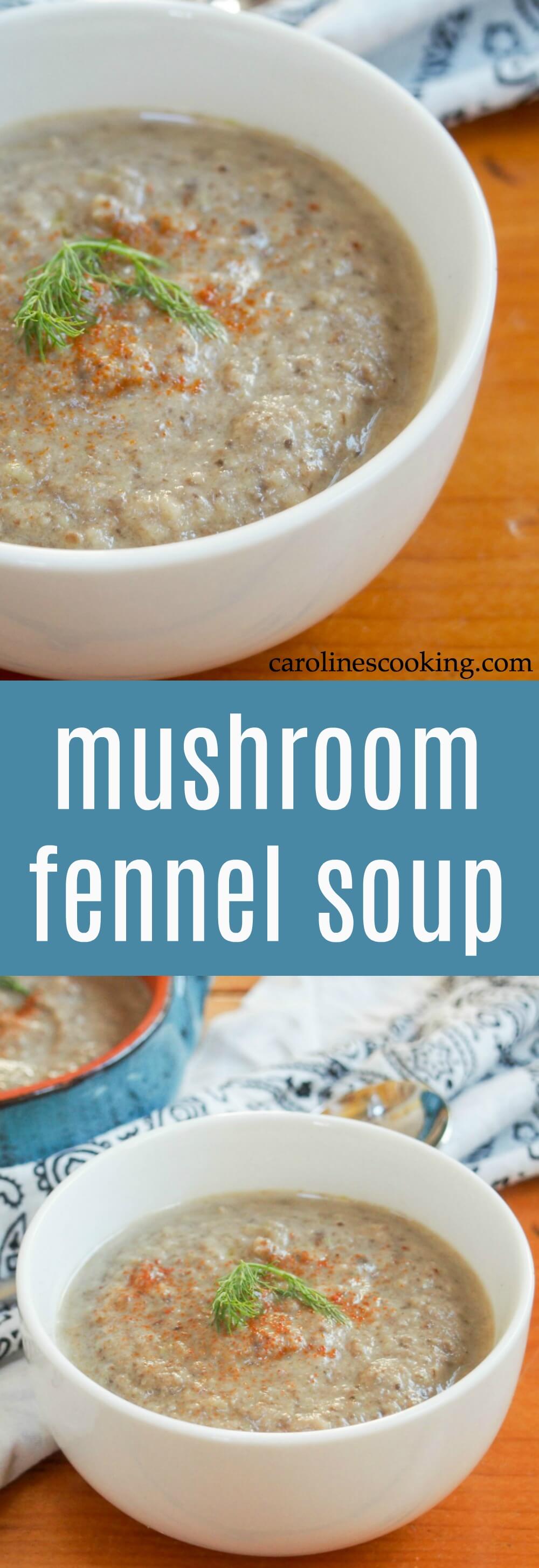 mushroom fennel soup - A cold day needs a warming bowl of soup, and this mushroom fennel soup is easy, comforting and full of great ingredients. Vegan and gluten free
