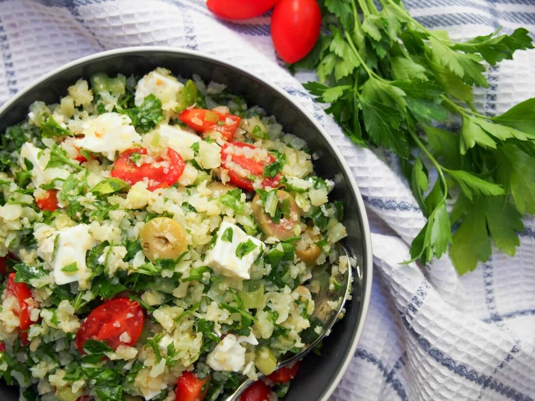 Greek-style cauliflower rice salad