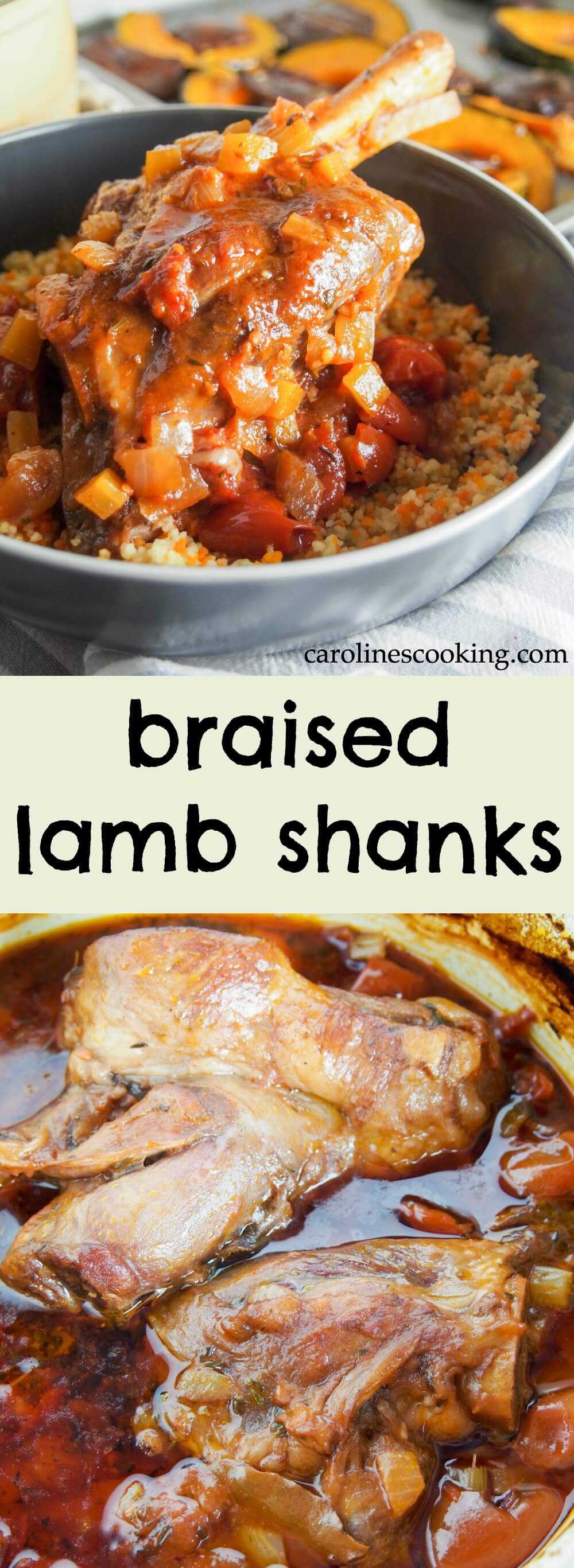 These braised lamb shanks take a little time but minimal effort and are so worth the wait. Rich, tender and deliciously full of flavor. Comfort food at its best.