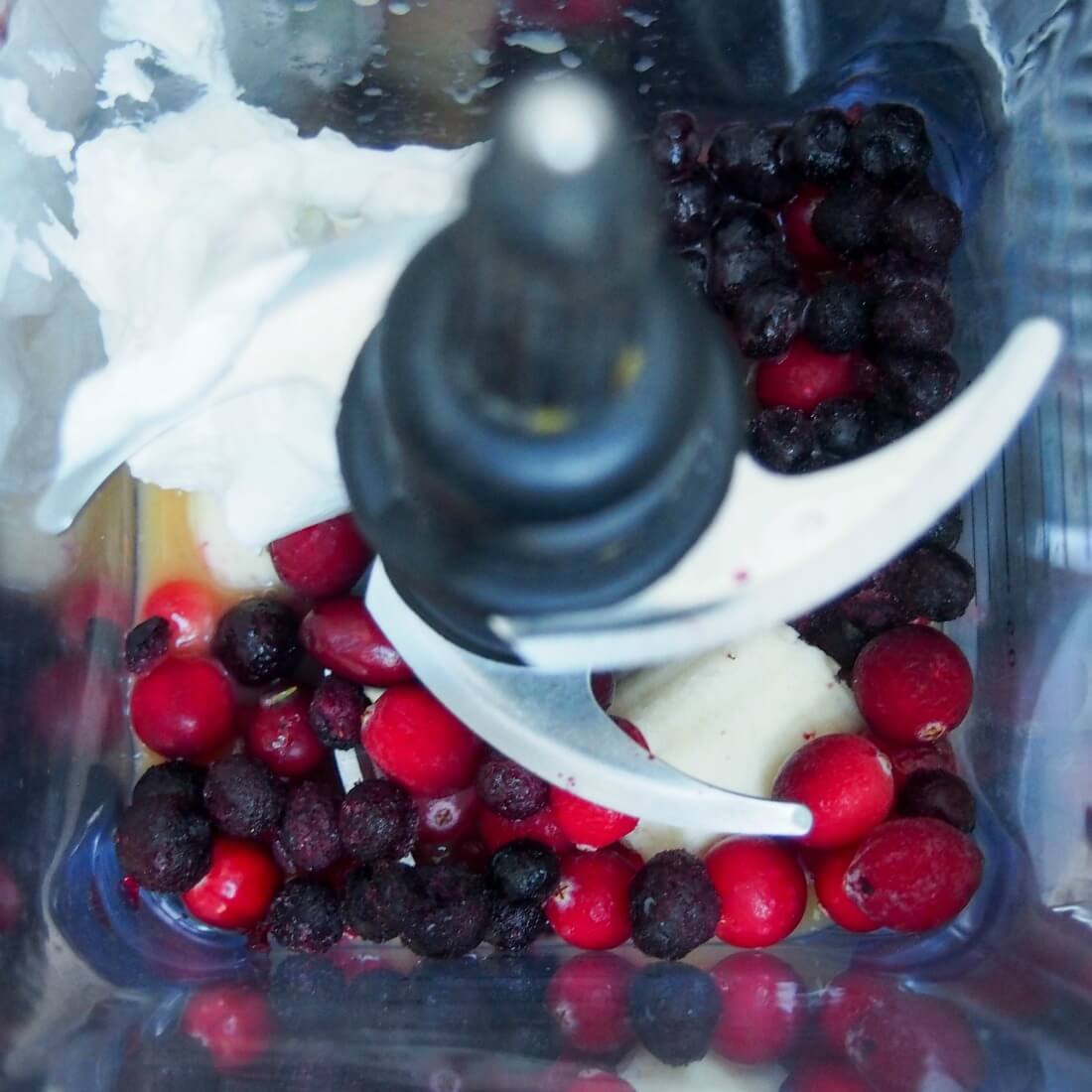 ingredients for smoothie in blender