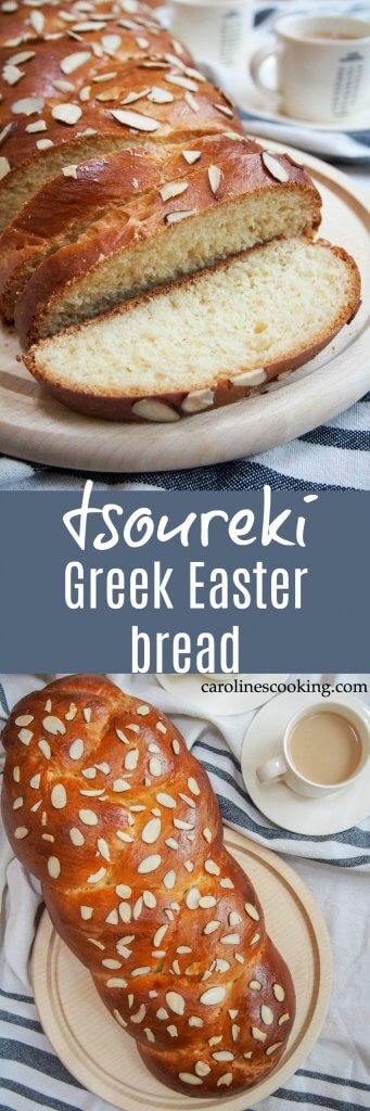 Tsoureki is the traditional Greek Easter bread that's a deliciously soft, gently sweet yeast bread similar to brioche or challah but with it's own distinctive flavor. It's wonderful enjoyed on it's own when fresh and leftovers make fantastic French toast. #bread #Greekfood #Easter