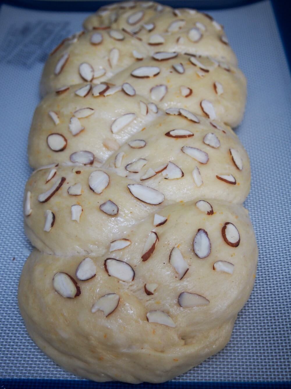 loaf of tsoureki ready to bake