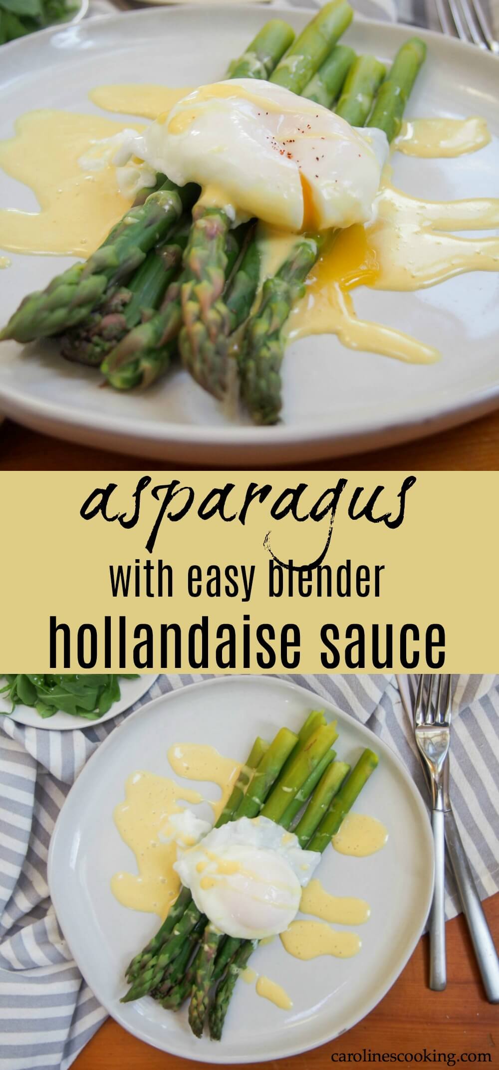 Asparagus with easy blender hollandaise sauce and poached egg makes an easy and delicious breakfast/brunch or lunch. Full of the tastes of spring, it's light but feels that bit indulgent. #ad #brunchweek #asparagus #brunch #hollandaise #vegetarian