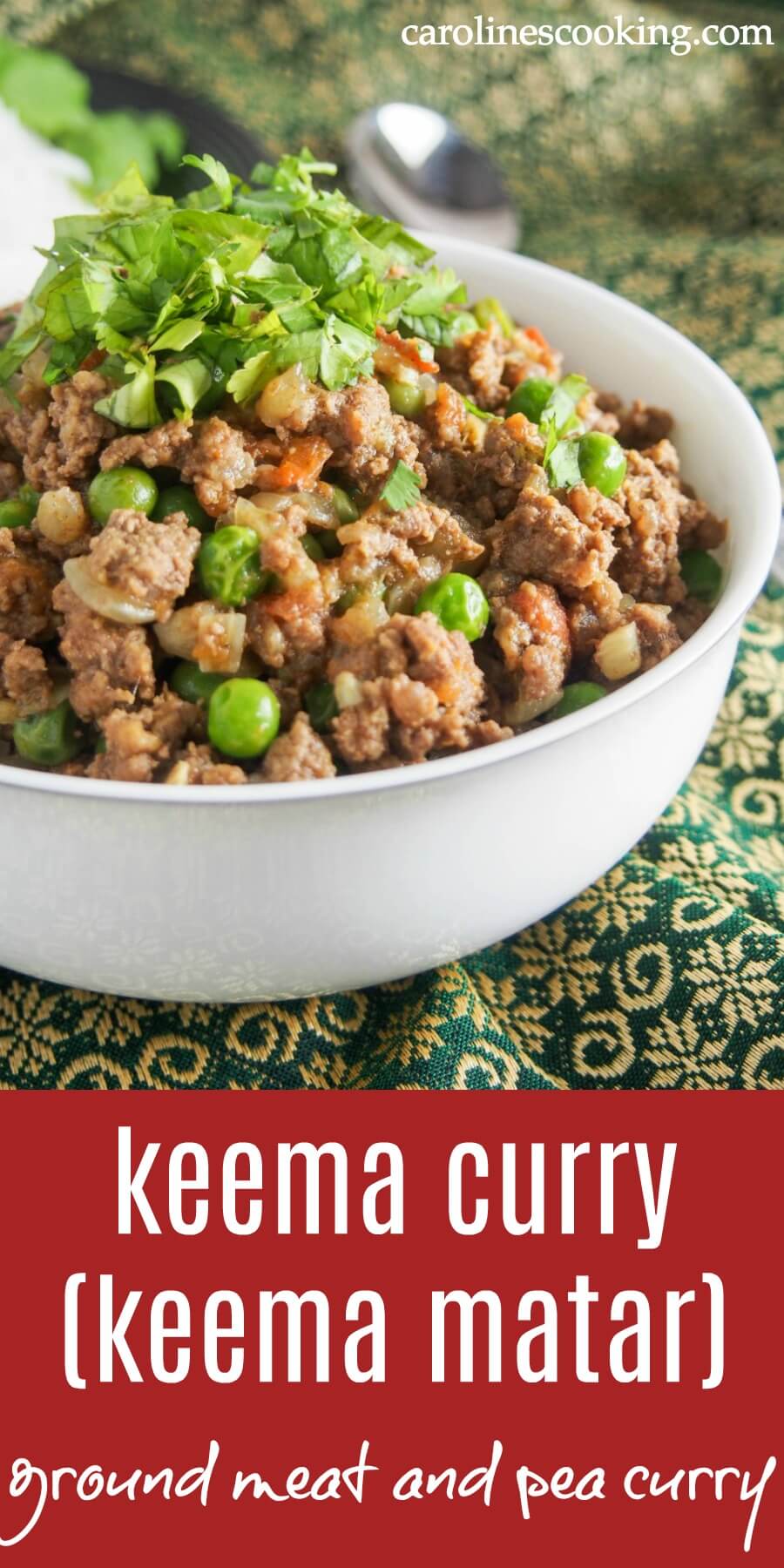 Keema curry (keema matar) is a delicious Indian/Pakistani ground meat and pea curry. Easy to make, and with plenty of flavor, it's a great meal for any night of the week. It's also perfect for meal prep. #groundbeefrecipe #indianfood #indiancurry #30minutemeal
