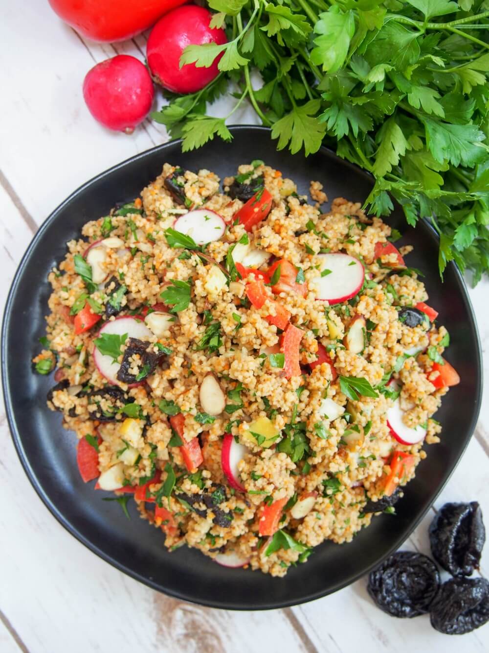 couscous salad with prune vinaigrette