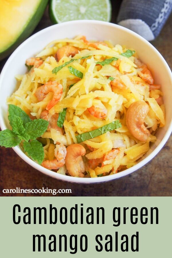 This Cambodian green mango salad is so easy to make and wonderfully fresh. Don't be put off by dried shrimp, they add a great flavor and texture to this simple, light side/appetizer perfect for summer. #cambodiansalad #greenmango This Cambodian green mango salad is so easy to make and wonderfully fresh. Don't be put off by dried shrimp, they add a great flavor and texture to this simple, light side/appetizer perfect for summer. #cambodiansalad #greenmango