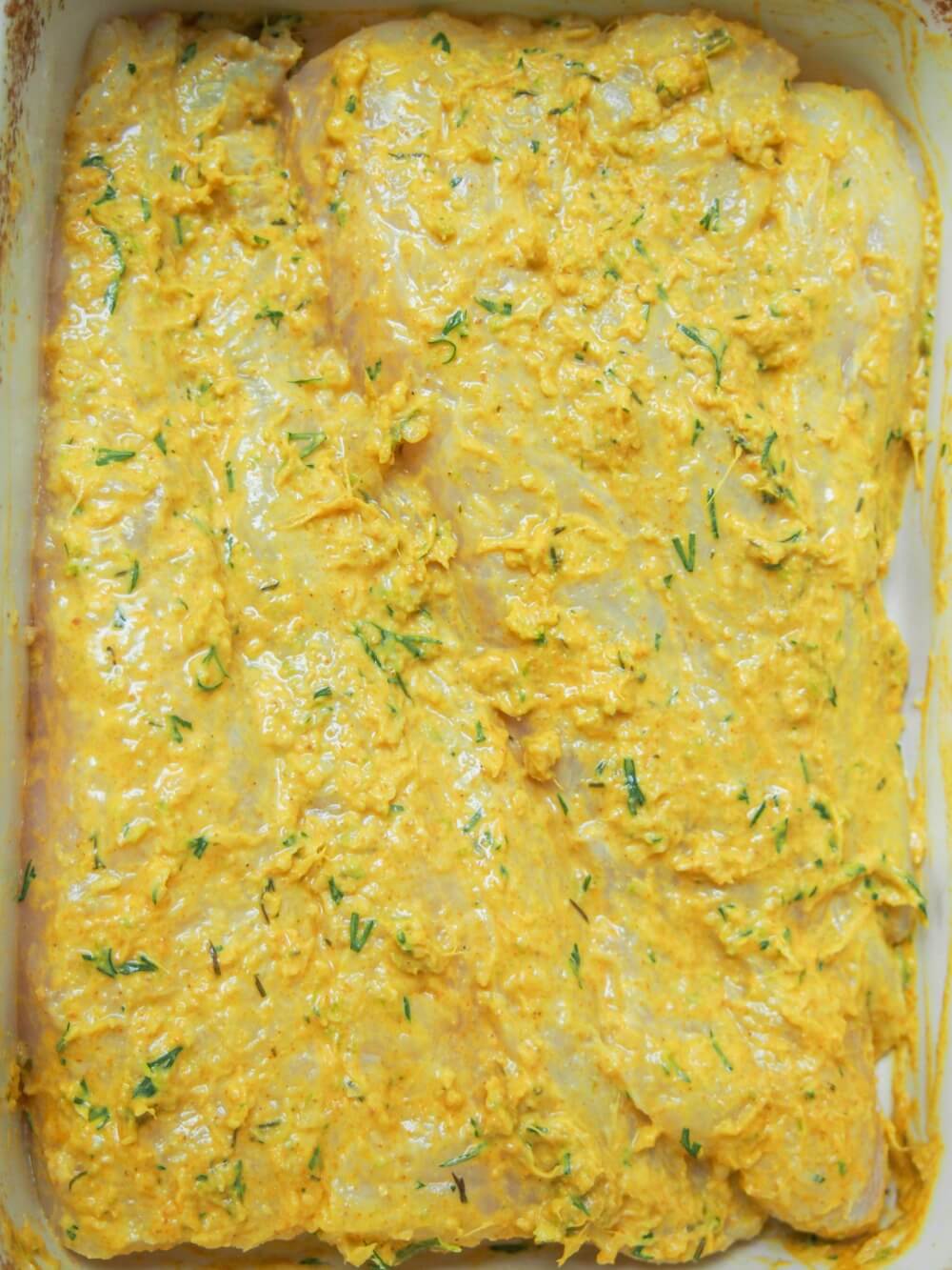 marinading fish for Persian style marinated fish with cacik