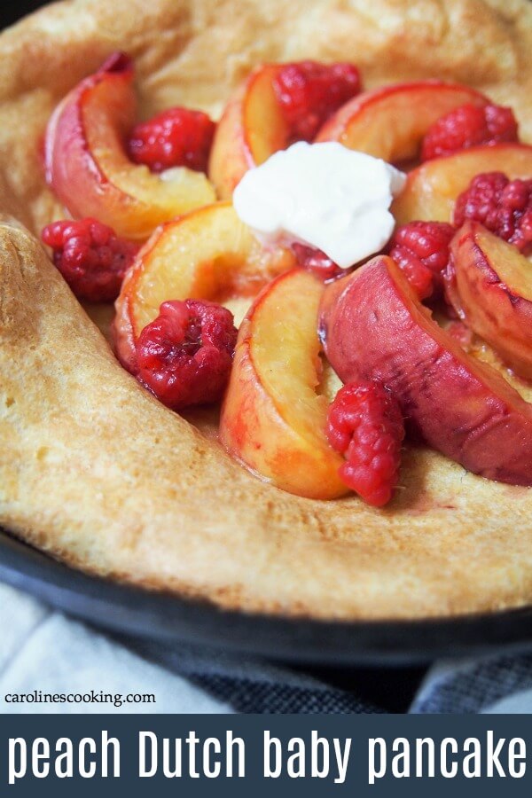 If you're looking for an easy breakfast/brunch that's packed with flavor, this peach Dutch baby pancake has to be high up the list. The roast peaches take this simple baked pancake from good to amazingly delicious! #dutchbabypancake #peach #brunch If you're looking for an easy breakfast/brunch that's packed with flavor, this peach Dutch baby pancake has to be high up the list. The roast peaches take this simple baked pancake from good to amazingly delicious! #dutchbabypancake #peach #brunch