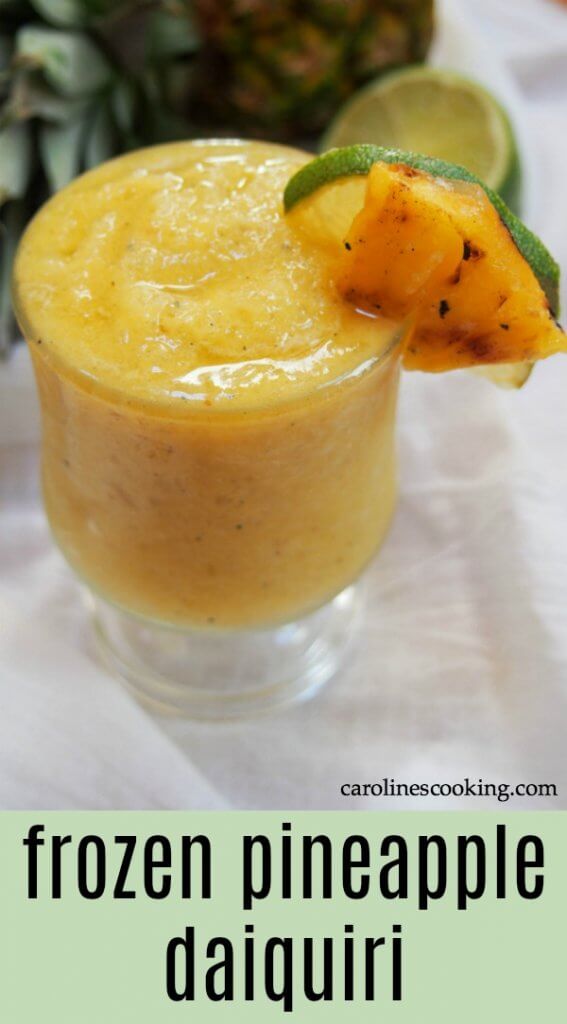 This frozen pineapple daiquiri is incredibly easy to make and just the kind of refreshing cocktail you need on a warm day. Taste a sip of paradise!