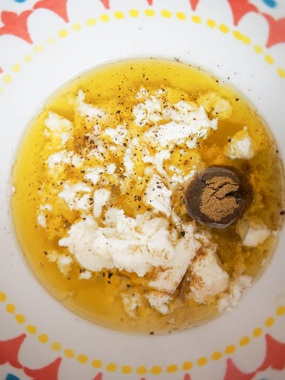dressing ingredients in small bowl ready to mix